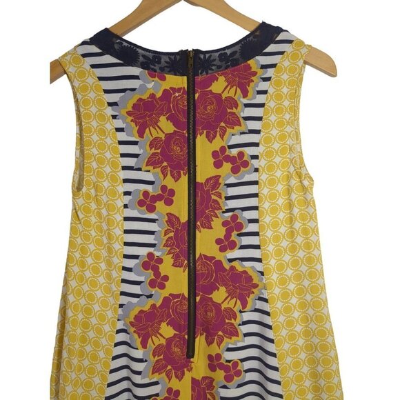 Matilda Jane Dress Womens XS Yellow Floral Golden Key Shift Sleeveless V-Neck - Picture 5 of 12